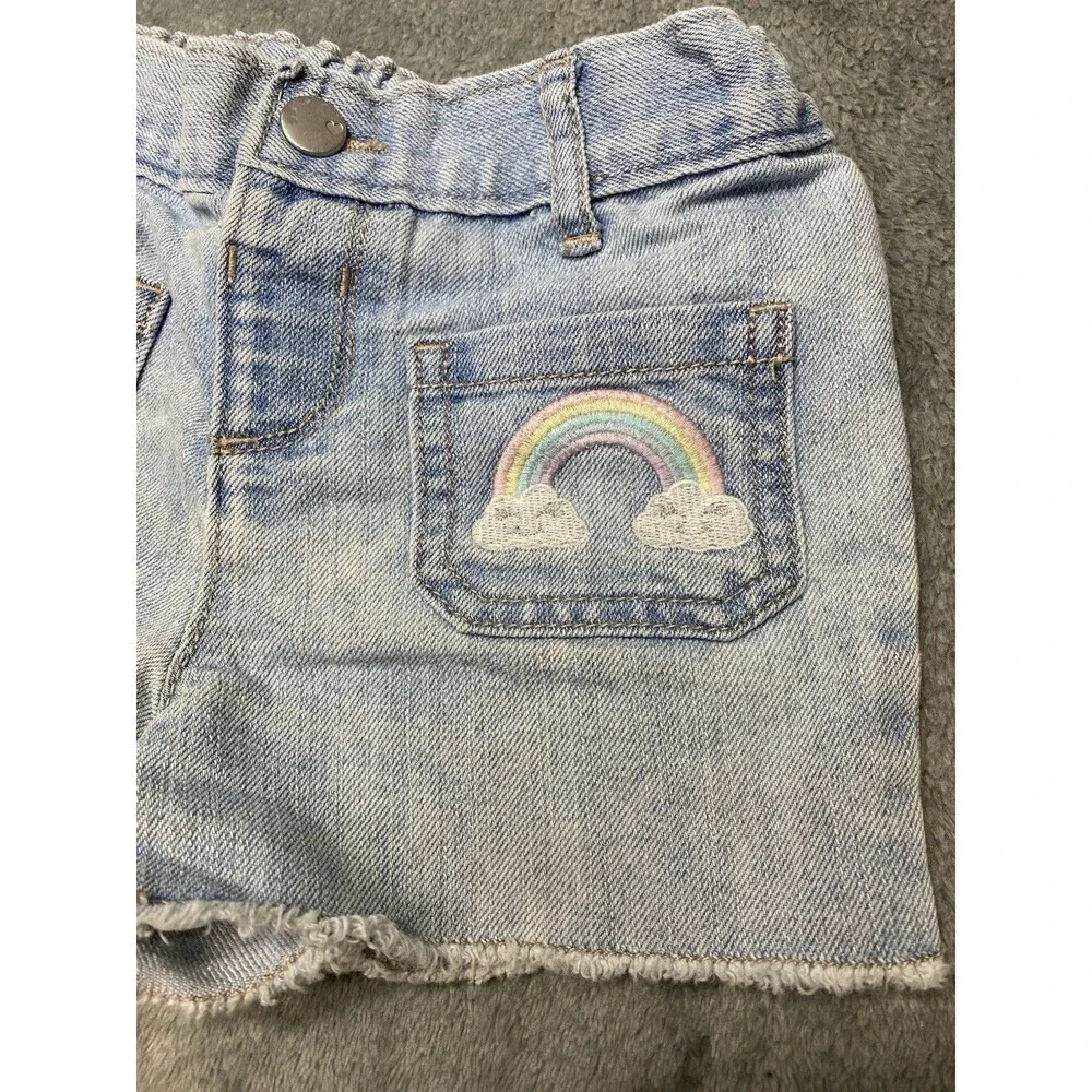 Childrens Place Girl's Rainbow Shortie Shorts Sz 4T, rainbow embroidery Pockets